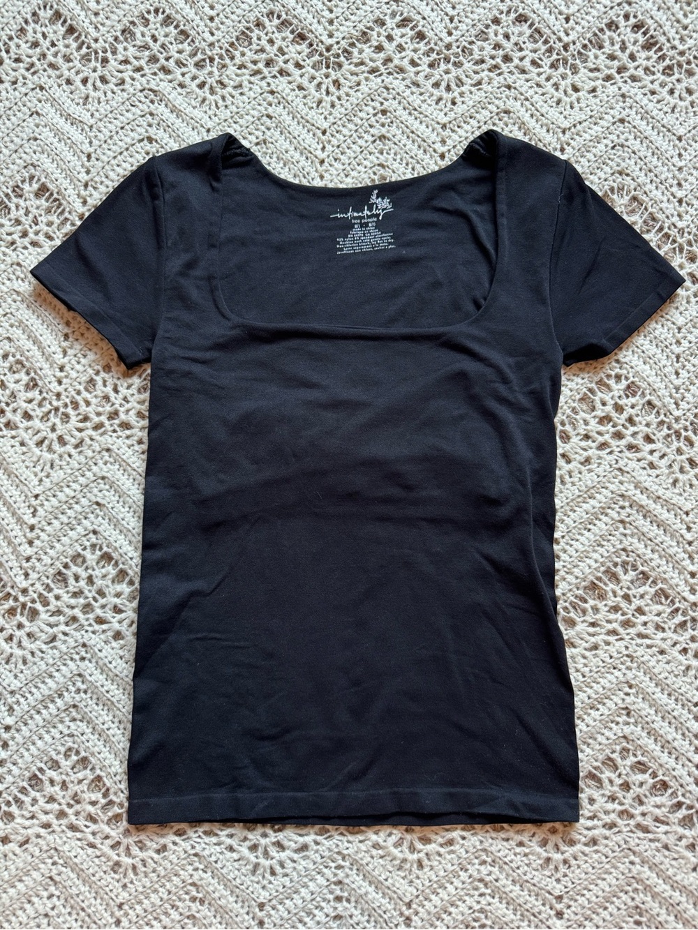 Intimately Free People Clean Lines Baby Tee Black Size M/L Square Neck Support